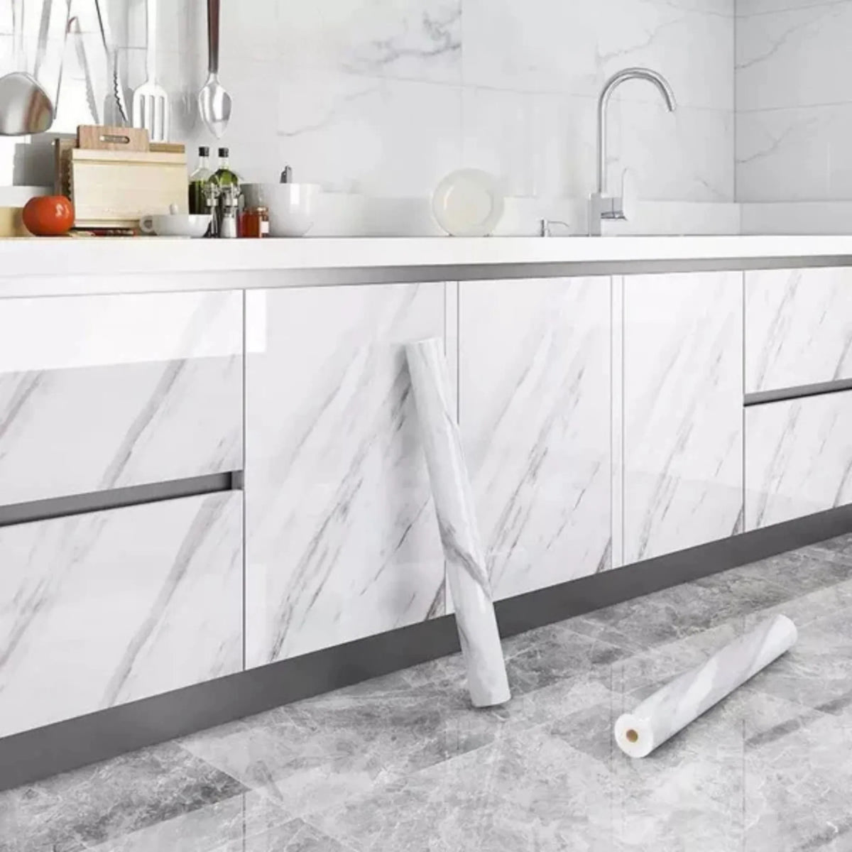 Self Adhesive Marble Sheet | Waterproof Heat-Resistant Kitchen Wallpaper