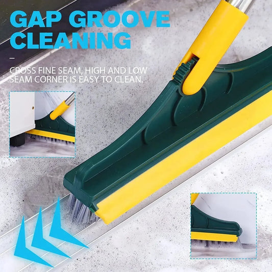 2 in 1 Floor Scrub Brush Crevice Cleaning Brush V-Shaped Floor Scrub Brush With Long Handle - Leyloo.pk