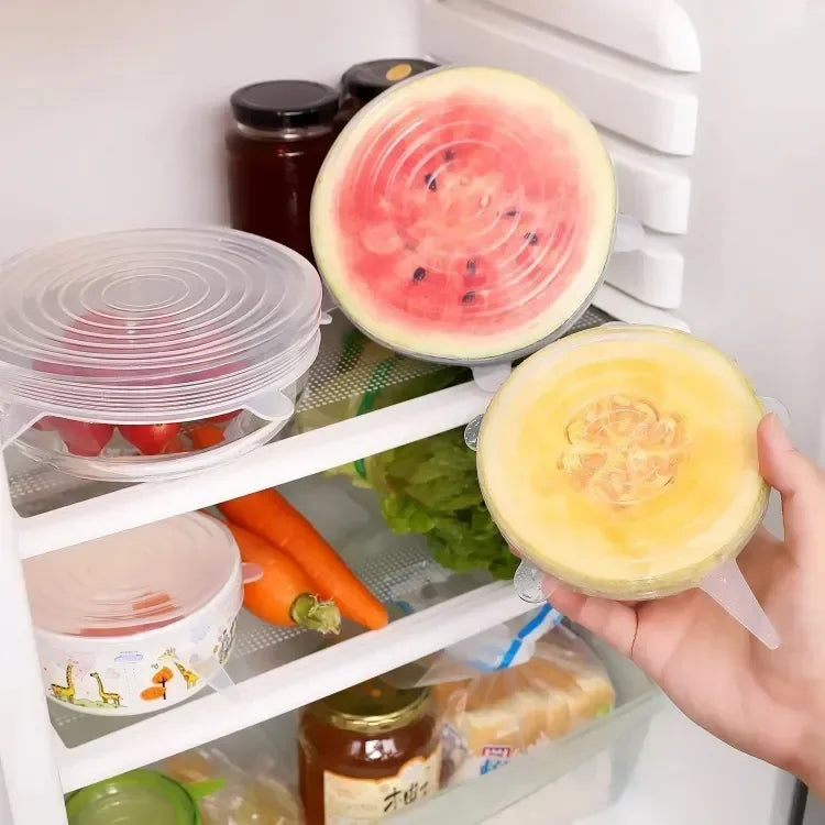 6 Pcs Kitchen Reusable Silicone Lid Food Storage Bowl Cover Cookware Reusable Stretchable Cover - Leyloo.pk