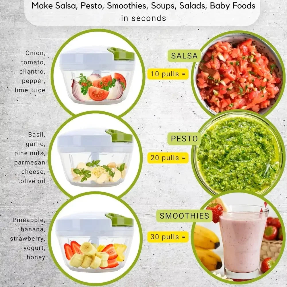 Mini Speedy Chopper Manual Hand Pull Vegetable & Meat Mini Turbo Cutter - Leyloo.pk