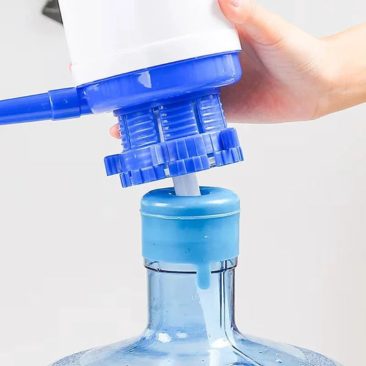 Manual Water Pump Dispenser Manual Hand Press For 19 Liter Water Cans Large - Blue & White - Leyloo.pk