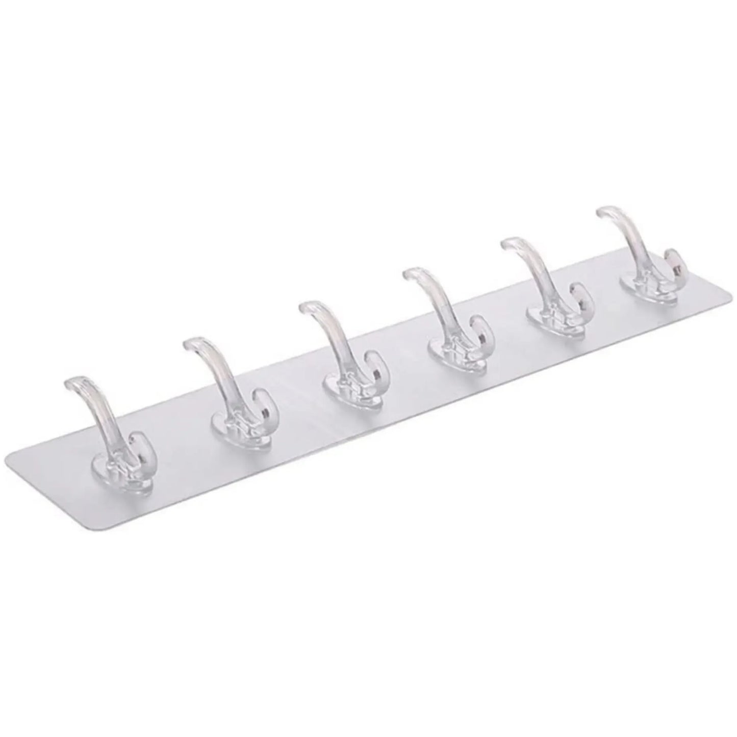 Transparent Wall Hook Organize Your Kitchen or Bathroom 3/6 Row Hook - Leyloo.pk