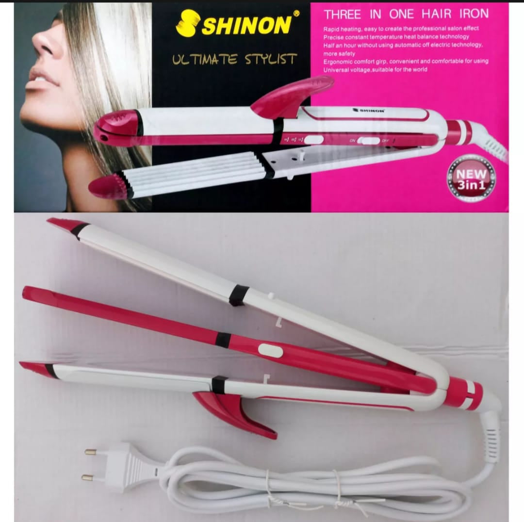 3 in 1 Hair Straightener, Curler & Roller | Professional Ceramic Hair Styling Tool & Beauty Set Rod for Women - Leyloo.pk