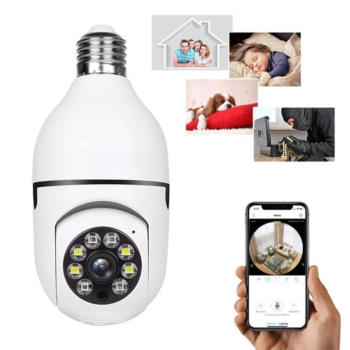 CCTV - 1080P Full HD CCTV Camera -CCTV Camera Wifi - Wifi Smart Camera - Wifi Camera -Home Security Camera - Smart Camera Wifi - CCTV Wifi - Wifi Camera bulb  Socket - Security Camera For Home Wifi - Camera CCTV - Security Camera - Security Camera - Leyloo.pk