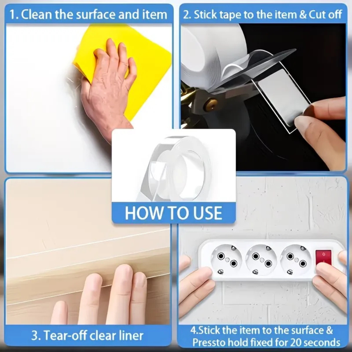 Nano Double Sided Tape (3 Meter) – Strong Transparent Reusable Adhesive Tape for Home & Office