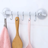6-Hook Adjustable Suction Cup Wall Hanger – Multipurpose Bathroom Hook Rack | No Drill Storage Organizer