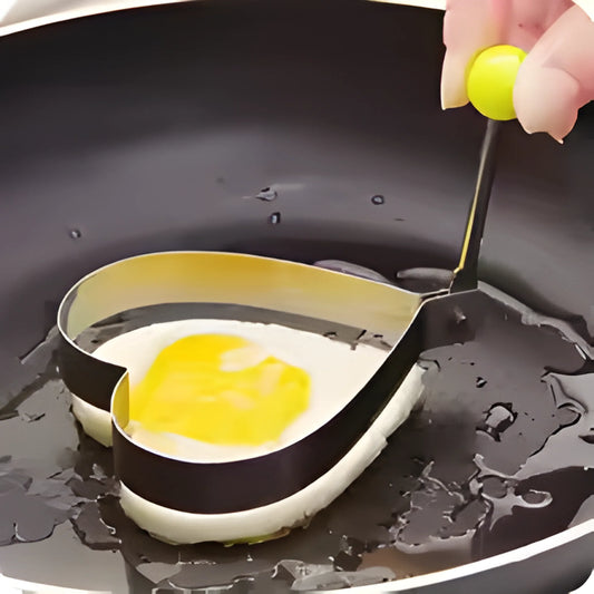 Stainless Steel Heart-Shaped Egg Mold & Pancake Ring with Stay-Cool Handle