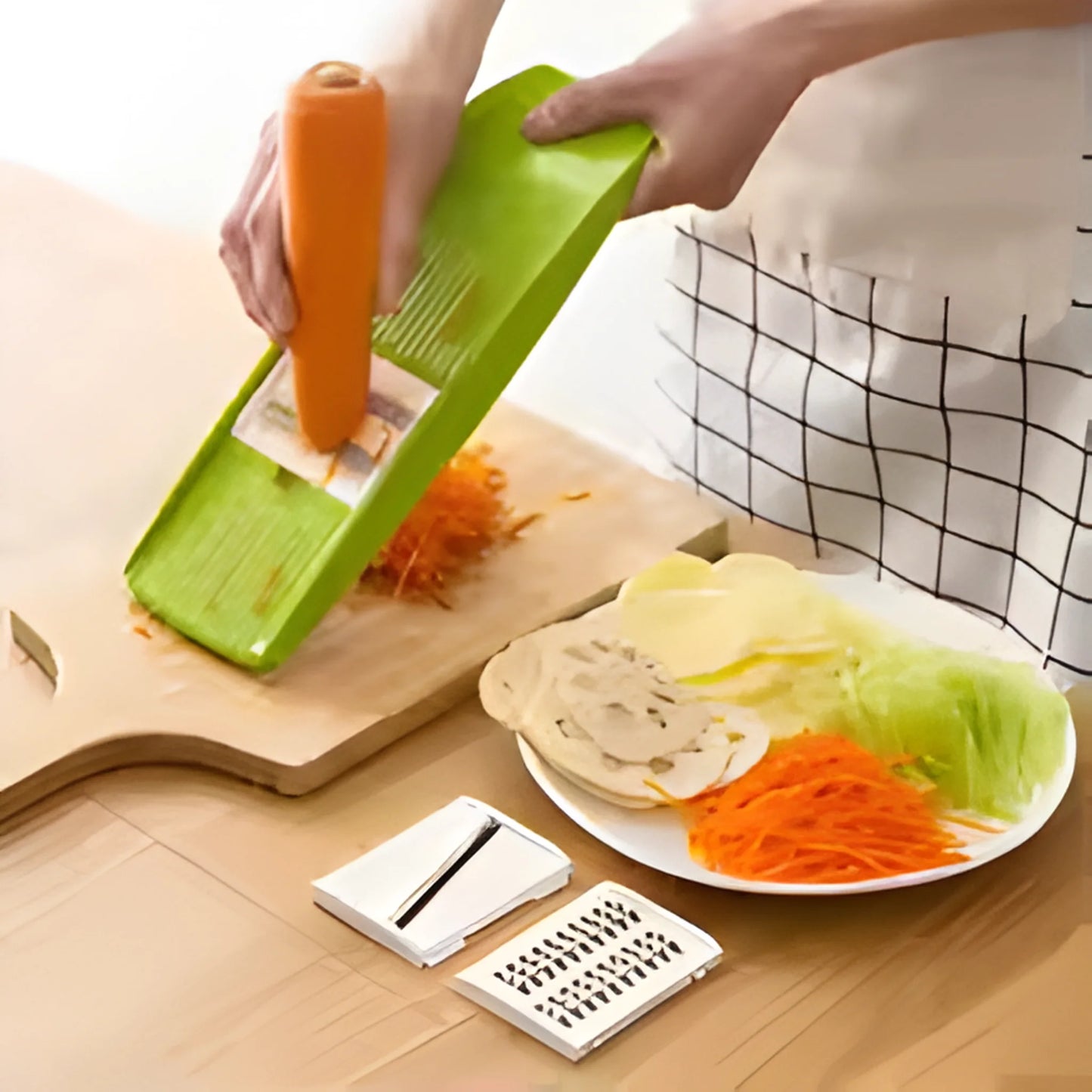 Multi-Functional Vegetable Slicer & Mandoline Grater with Interchangeable Stainless Steel Blades