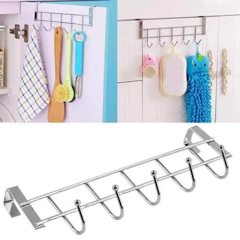 Kitchen Cabinet Door Hooks Multifunctional Hat Bag Towel Hanger Over The Door Hooks For Hanging Rack Bathroom Organizer 5 Hooks