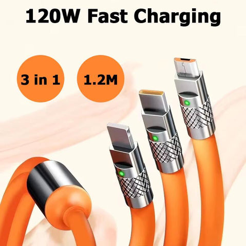 3 In 1 Micro Super Fast Charging Cable Silicone Original 120W Type C Fast Charging 6A For Mi 11 Lite/Mi 11 Lite 5G/Mi 11i/Mi 11X/Mi 11X Pro/Mi 11/Mi 10 Pro 5G/Mi 10 5G/Mi 10T Pro/ Mi 10T Pro 5G/Mi 10T 5G/Mi Note 10 Lite/Mi