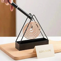 Triangle Mosquito Coil Holder – Modern Metal Insect Repellent Stand with Ash Tray for Home & Outdoor Use