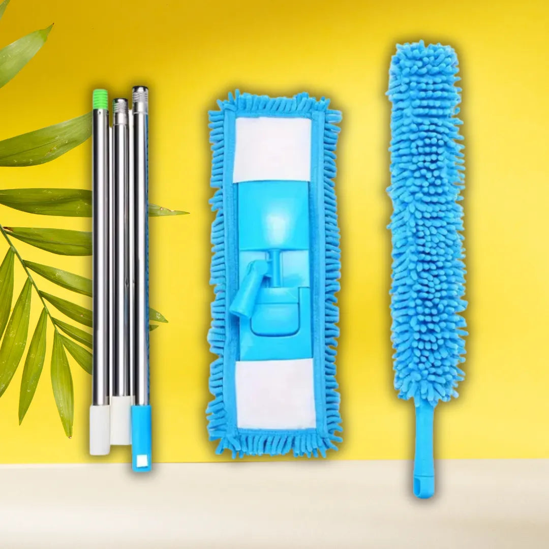 Cleaning Mop & Duster Set – 2 in 1 Floor Mop and Fan Duster Pack