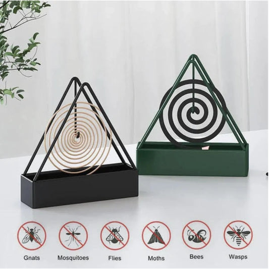 Triangle Mosquito Coil Holder – Modern Metal Insect Repellent Stand with Ash Tray for Home & Outdoor Use