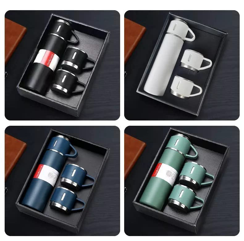 Vacuum Flask Set 3 Cup 500 Ml Double-layer Stainless Steel Vacuum Flask Set ( Random Color ) - Leyloo.pk