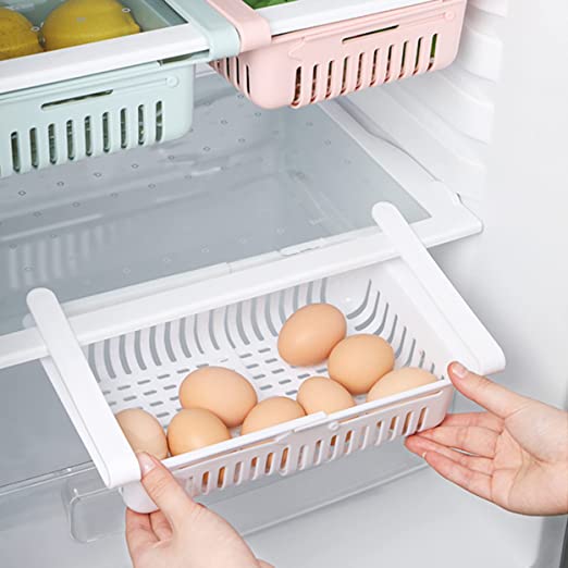 (NW000216) Adjustable Storage Basket For Fridge | Plastic Basket | Stretchable Food Organizer