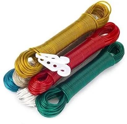 20 Meters Strong Wet Cloth Laundry Rope Coated Metal Cloth Drying Wire Portable Drying Rope Wet Cloth Laundry Rope PVC Coated