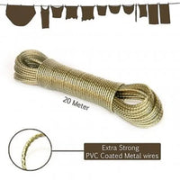 20 Meters Strong Wet Cloth Laundry Rope Coated Metal Cloth Drying Wire Portable Drying Rope Wet Cloth Laundry Rope PVC Coated - Leyloo.pk