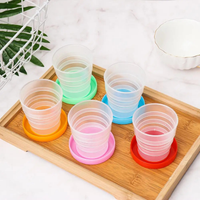 Portable Silicone Cup Set with Colorful Lids | Reusable Travel Drinking Cups