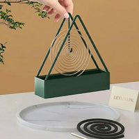Triangle Mosquito Coil Holder – Modern Metal Insect Repellent Stand with Ash Tray for Home & Outdoor Use