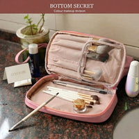 Luxury Large Capacity Makeup Organizer – Premium Cream White Travel Toiletry Bag for Women