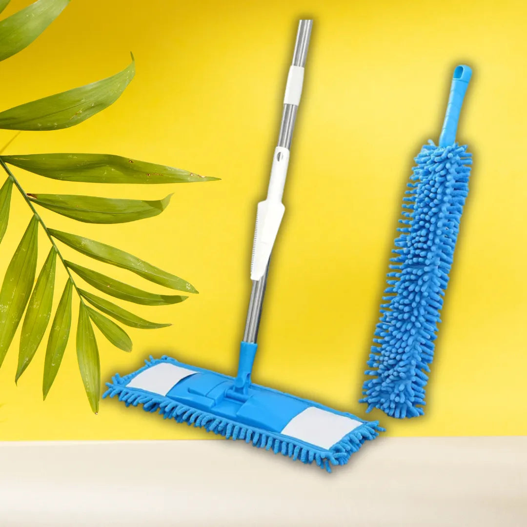 Cleaning Mop & Duster Set – 2 in 1 Floor Mop and Fan Duster Pack