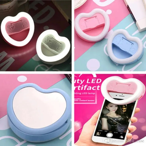 Heart Shape Selfie Ring Light Rechargeable Mini LED Flash LED Light For Selfie USB Charge - Portable Flash Photography Clip