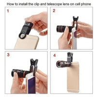 Universal 8x Zoom Optical Telescope Lens Kit – Clip-On Camera Lens for All Smartphones