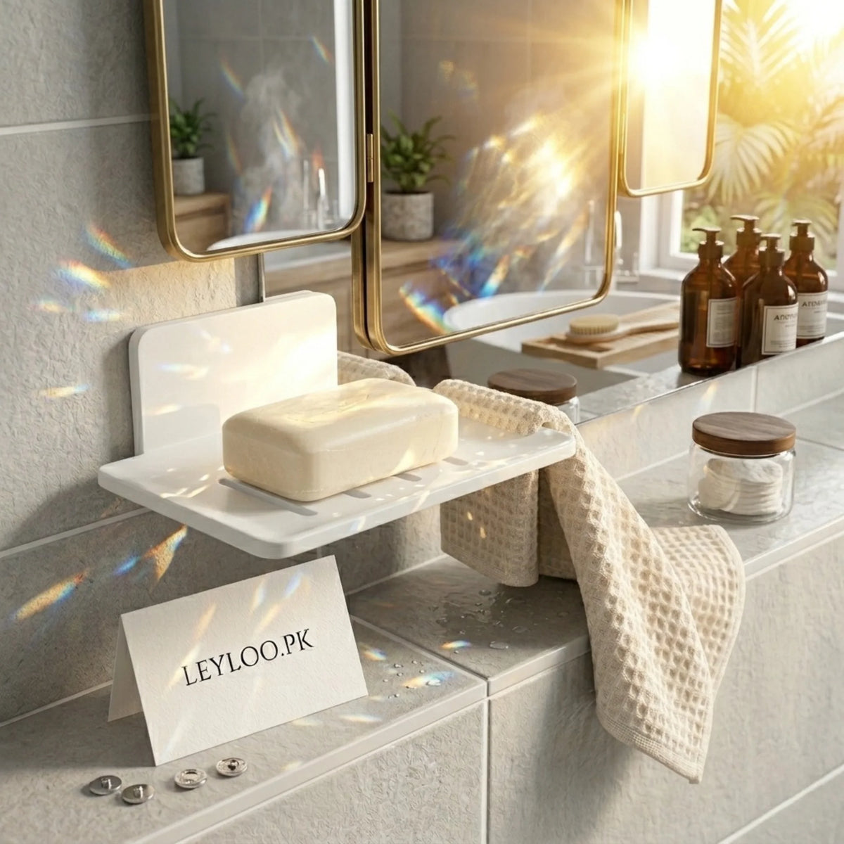 Self-Adhesive Wall Mounted Soap Holder Tray – Waterproof Bathroom Soap Dish with Drainage Slots