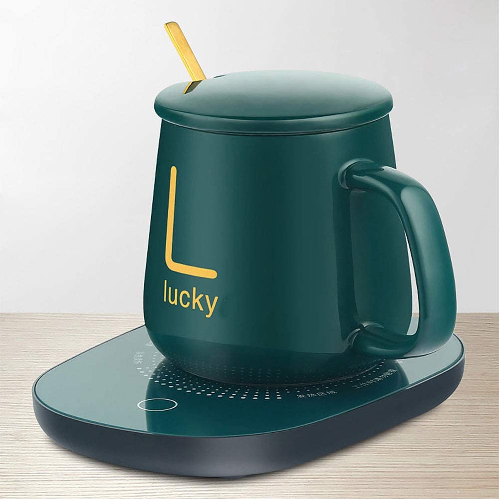 Ceramic Coffee Cup with Automatic Heating Pad | Green Color