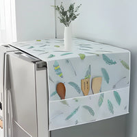 Fridge Dust Cover with Storage Bags – Washable Printed Refrigerator Top Cover Multi-Purpose Kitchen Organizer