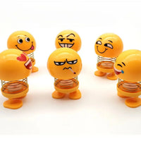 Mini Smiling Face Spring Doll Set – Emoji Bobble Head Desk Toy (6 PCS)