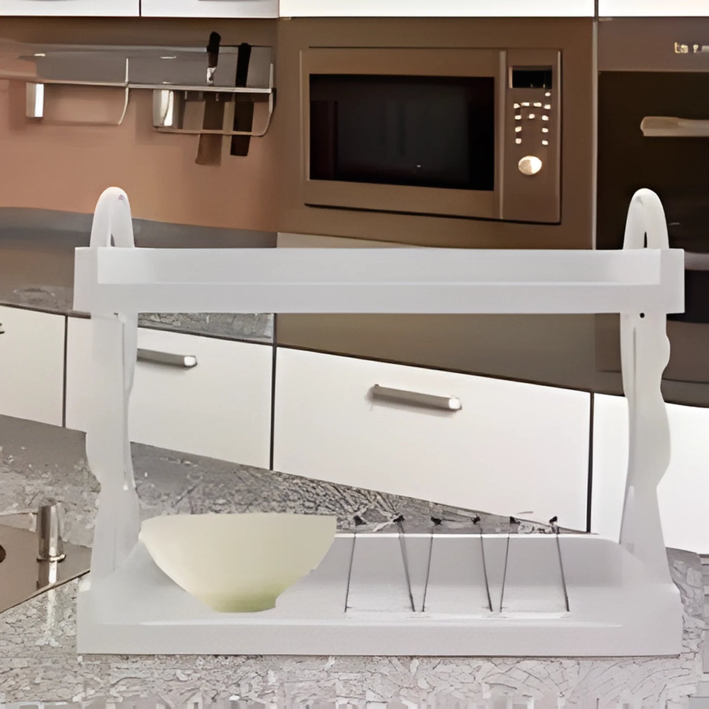 2-Tier Multi-Purpose Countertop Storage Rack - Minimalist White