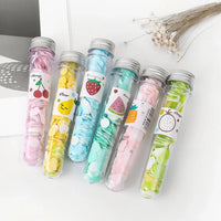 Portable Fruit-Scented Petal Soap Sheets – Heart-Shaped Mini Travel Soap Flakes in Decorative Tubes for Camping, Hiking, and Outdoor Hygiene