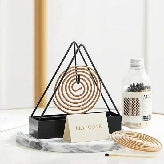 Triangle Mosquito Coil Holder – Modern Metal Insect Repellent Stand with Ash Tray for Home & Outdoor Use
