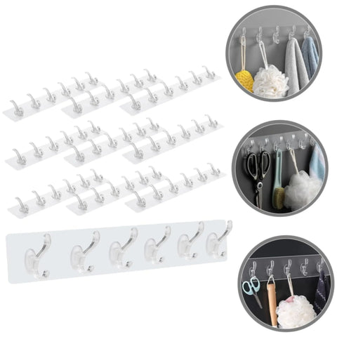 Transparent Wall Hook Organize Your Kitchen or Bathroom 3/6 Row Hook