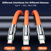 3 In 1 Micro Super Fast Charging Cable Silicone Original 120W Type C Fast Charging 6A For Mi 11 Lite/Mi 11 Lite 5G/Mi 11i/Mi 11X/Mi 11X Pro/Mi 11/Mi 10 Pro 5G/Mi 10 5G/Mi 10T Pro/ Mi 10T Pro 5G/Mi 10T 5G/Mi Note 10 Lite/Mi - Leyloo.pk