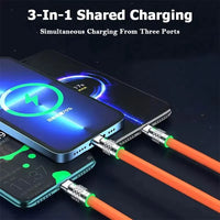 3 In 1 Micro Super Fast Charging Cable Silicone Original 120W Type C Fast Charging 6A For Mi 11 Lite/Mi 11 Lite 5G/Mi 11i/Mi 11X/Mi 11X Pro/Mi 11/Mi 10 Pro 5G/Mi 10 5G/Mi 10T Pro/ Mi 10T Pro 5G/Mi 10T 5G/Mi Note 10 Lite/Mi - Leyloo.pk