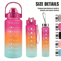3pcs Gradient Water Bottle Set, Leakproof, BPA-Free PC Material, Hand Wash Only, with Ideal for Travel, Sports, Office & School - Leyloo.pk