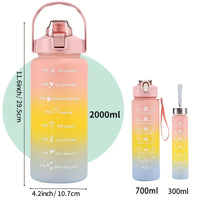 3pcs Gradient Water Bottle Set, Leakproof, BPA-Free PC Material, Hand Wash Only, with Ideal for Travel, Sports, Office & School - Leyloo.pk
