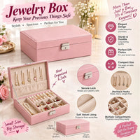 Elegant Double-Layer PU Leather Jewelry Organizer Box with Secure Lock & Velvet Lining