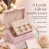 Elegant Double-Layer PU Leather Jewelry Organizer Box with Secure Lock & Velvet Lining