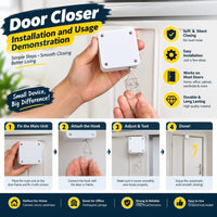 Automatic Punch-Free Door Closer – Soft & Silent Punch-Free Retractable Cable Door Closer