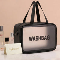 Set of 3 Portable Cosmetic Waterproof Bags – Large Capacity Transparent PVC Makeup Storage Handbags | Travel Toiletry Organizer for Women