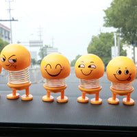 Mini Smiling Face Spring Doll Set – Emoji Bobble Head Desk Toy (6 PCS)