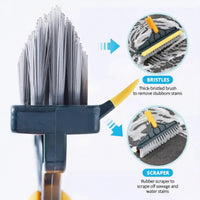 2-in-1 V-Shaped Floor Scrub Brush with Long Handle – Crevice Cleaner