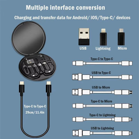 Mini Data Cable Set Storage Box 60W Quick Charge Multi Function Data Cable Mobile Phone Holder Storage Box