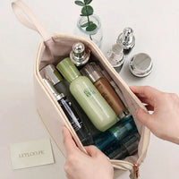 Luxury Large Capacity Makeup Organizer – Premium Cream White Travel Toiletry Bag for Women