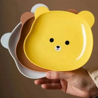 Cute Bear Shape Plates with Stand – 8 Pcs Reusable Kids Snack & Fruit Plates