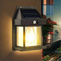 Solar Outdoor Wall Lantern – Motion Sensor LED Warm Filament Wall Light
