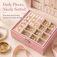 Elegant Double-Layer PU Leather Jewelry Organizer Box with Secure Lock & Velvet Lining